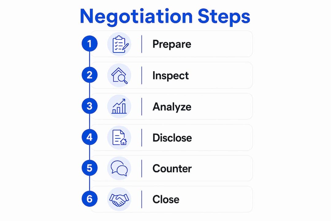 Infographic illustrating as-is sale negotiation steps