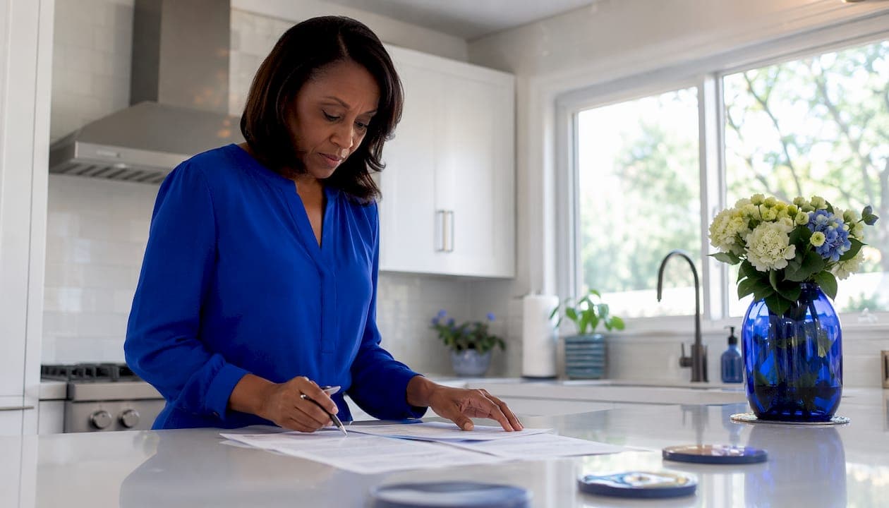 Executor reviewing estate sale documents