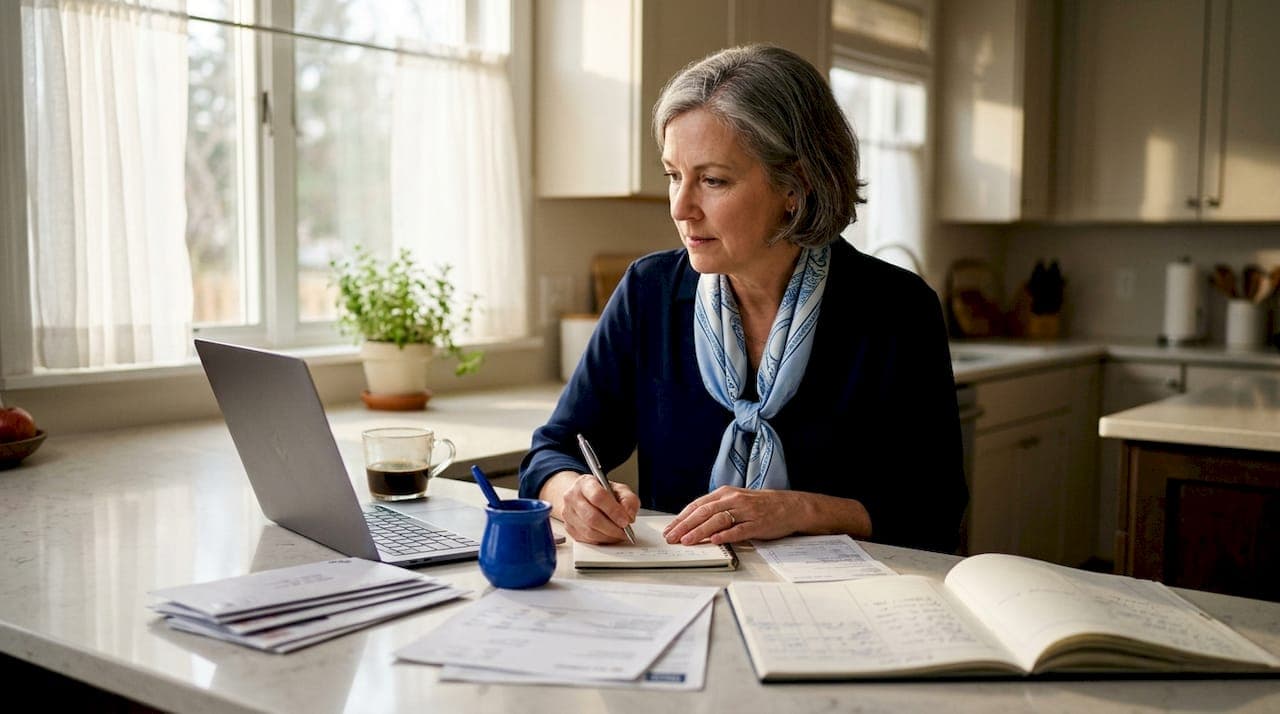 Woman calculating costs of inherited property