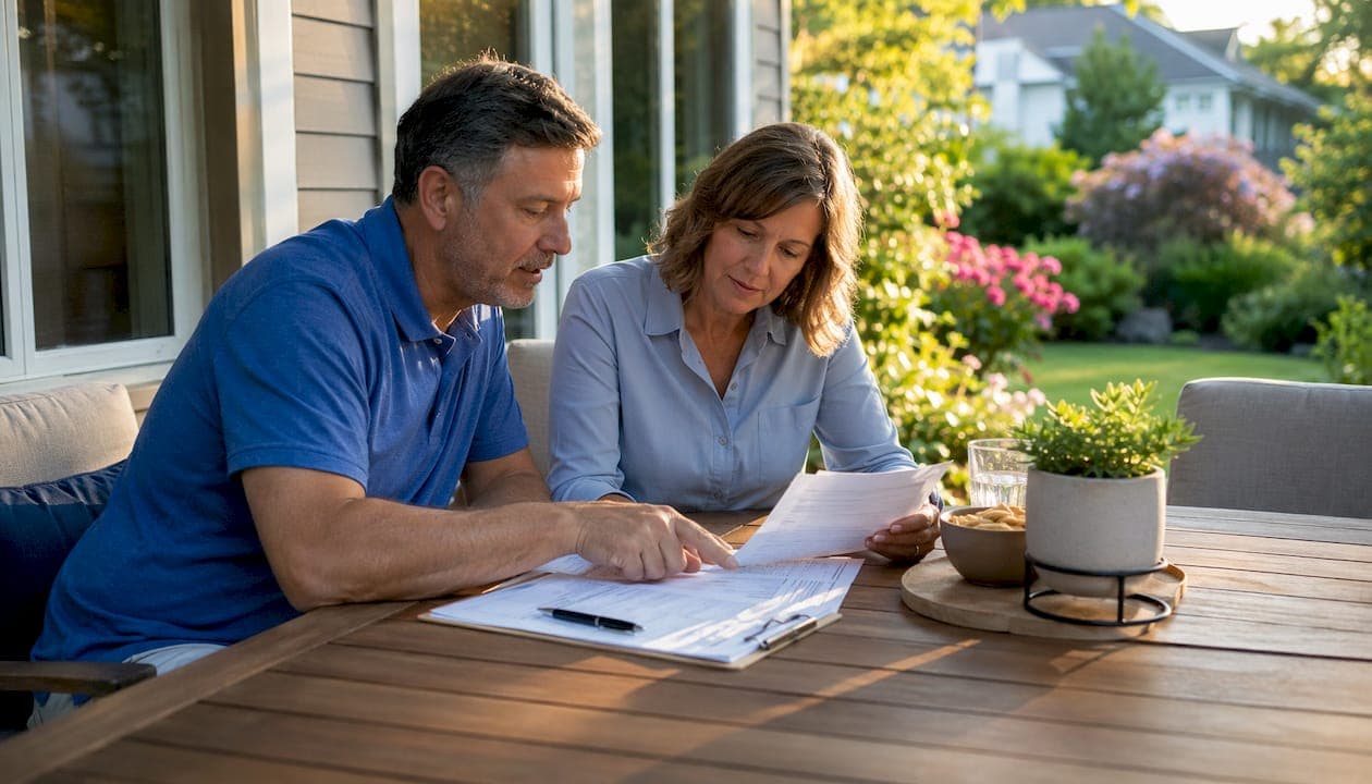 Couple reviewing home inspection report