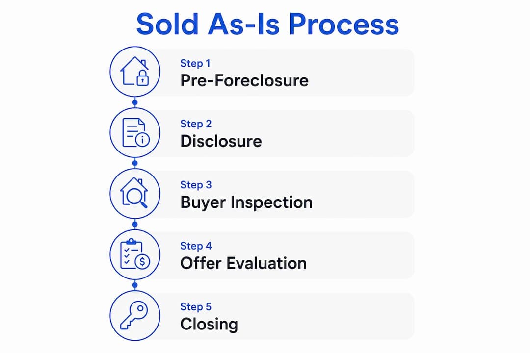 Infographic showing step-by-step sold as-is foreclosure process