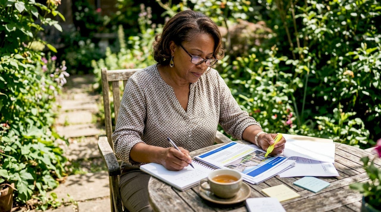 Homeowner reviewing property sale paperwork