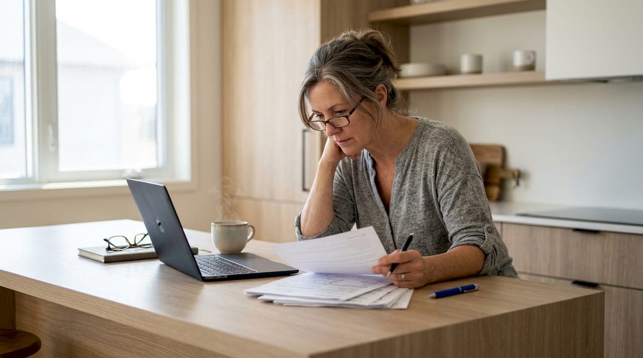Person reviewing inherited home sale documents