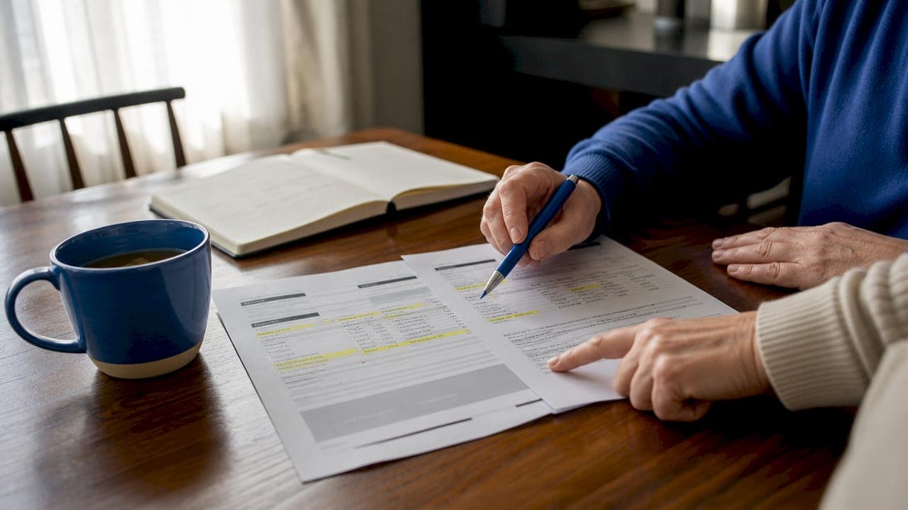 Hands reviewing home buyer closing costs