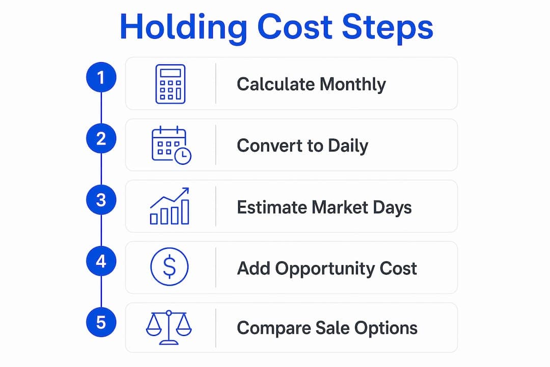 Infographic showing steps to calculate holding costs
