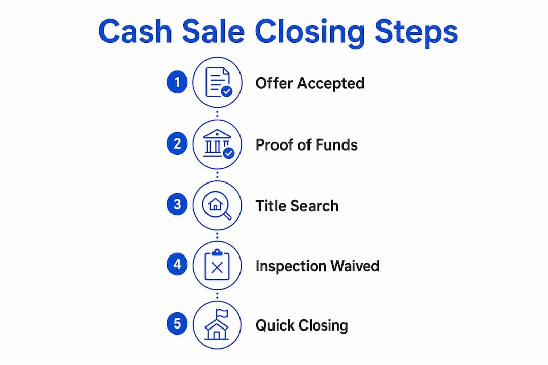 Infographic illustrating cash sale closing process in steps