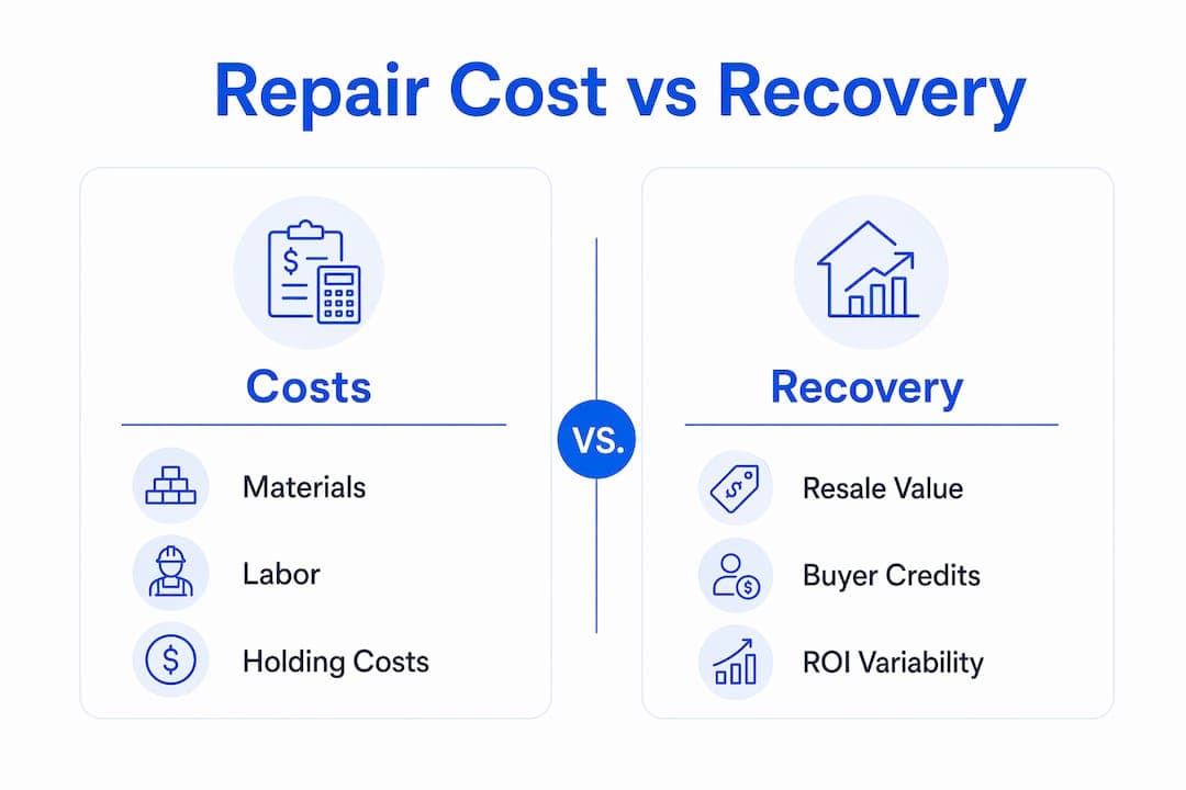 Infographic showing repair cost categories and recoveries