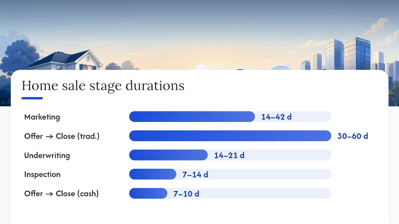 Diagram showing home sale timeline stages and duration